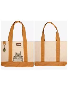 My Neighbor Totoro Studio Ghibli Tote with Acorn Bag Charm 18x11x6 Canvas New
